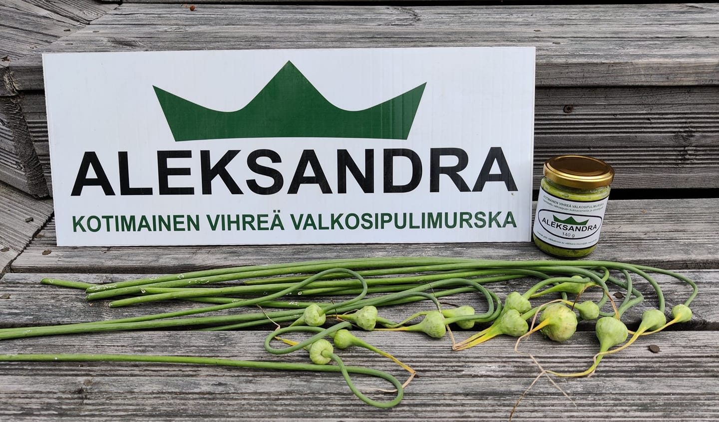 Aleksandra vihreä valkosipulimurska logo