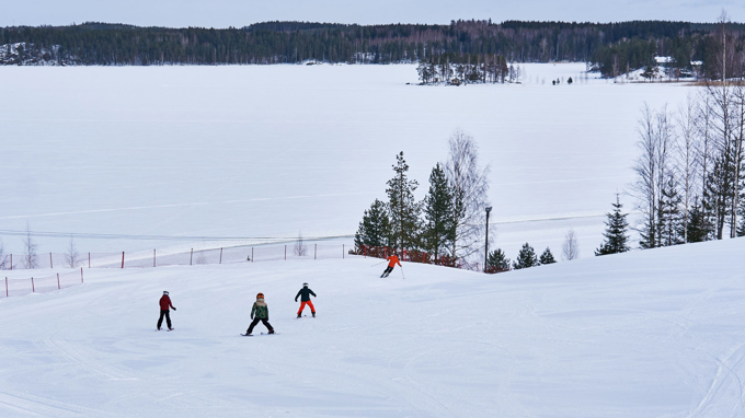 skiers on the Freeski slope